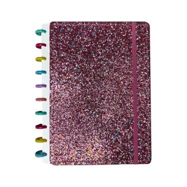 Imagem de Caderno de Disco Capa Glitter, com elástico, 18,5cmx25,5cm - 80 páginas (Rosa-claro)
