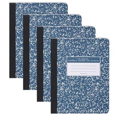 Imagem de ROARING SPRING Livro de composição de capa dura sem pautas, pacote com 4, 25 x 19 cm, 100 folhas, capa de mármore azul