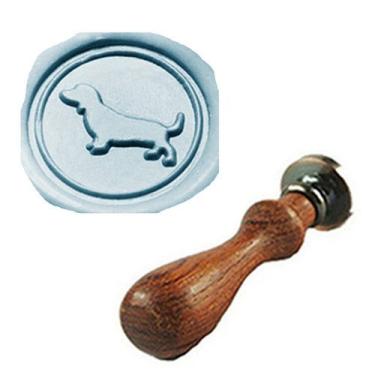 Imagem de Conjunto de alça de jacarandá com logotipo vintage fofo de cachorro Dachshund para convites de casamento, selo de cera, selo de lacre MDLG