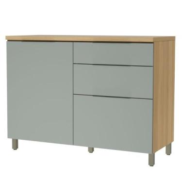 Imagem de Balcão Gabinete de Cozinha 1,20m 1 Porta 3 Gavetas 100% Mdf Mariah - N