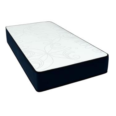 Imagem de Colchão de Solteiro Branco Bordado com Espuma D28 de Alta Densidade Acabamento Resistente Altura17cm