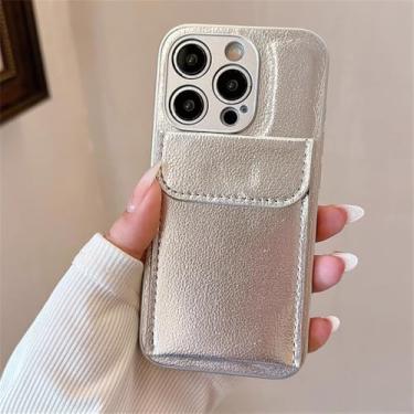 Imagem de Capa de couro tipo carteira para cartão, porta-cartão, para iPhone 15, 13, 14, 16 Pro Max Plus, silicone macio, proteção total para câmera, prata, para iPhone 16 Plus