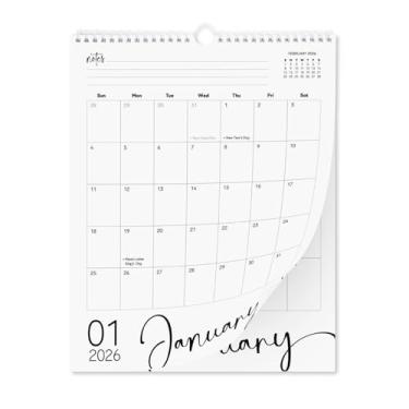 Imagem de Calendário de parede vertical moderno de 2025 a 18 meses, janeiro de 2025 a junho de 2026, design de fonte cursiva de 28 x 13,5 polegadas com encadernação em espiral de fio duplo