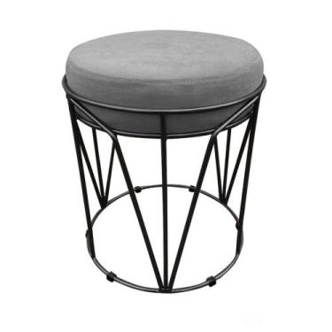Imagem de Puff Multiuso Com Mesa 2 Em 1 Suede Grafite Base Preto - DROSSI