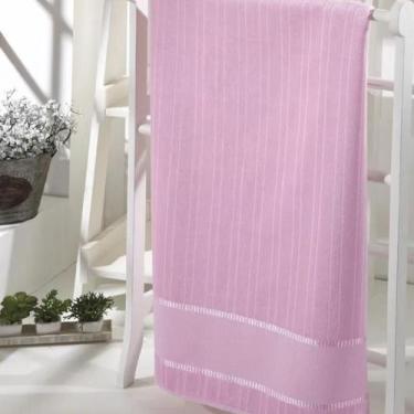 Imagem de Toalha de Rosto Bella c/ Barrado para Bordado 50cm x 80cm Dohler, Rosa