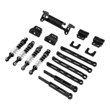 Imagem de MERIGLARE Suporte de amortecedor de metal para carro RC, peça de reposição, kit de modificação DIY, upgrades para caminhões MN82S e MN82Pro na escala 1/12, Preto