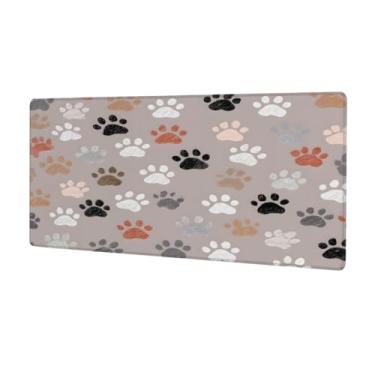 Imagem de Tapete de mouse grande com estampas de patas fofas à prova d'água para computador estendido tapete protetor de mesa antiderrapante base de borracha para escritório, computador, teclado, laptop e mesa