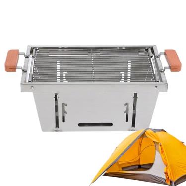 Imagem de Grelhador Dobrável,Queimador a Carvão com 4 Alturas Ajustáveis | Fogareiro Robusto - para Acampamento Piquenique Churrasco ao Ar Livre Jardim Praia Caminhada