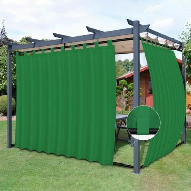 Imagem de Cortinas de pátio externas, fáceis de usar, removíveis, com aba, verde