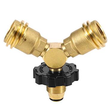 Imagem de Adaptador Y-Splitter para Tanque de Propano Conector Tee GPL Duas Vias T QCC1 Funciona com Churrascarias Fogões Camping Aquecedores Permite Dois Aparelhos Latão Sólido Válvula Verificação Hermética