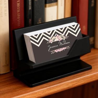 Imagem de 1 porta-cartões de visita minimalista, preto, escritório, mesa, porta-cartões de visita, suportes de exibição, 9,3 x 5,3 cm