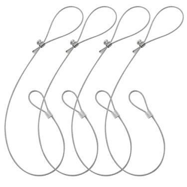 Imagem de BokWin Pacote com 4 cabos de trinco de portão, cordão ajustável de 35 cm para metal, vinil, cercas de madeira e abridor de portão de quintal de jardim (prata)