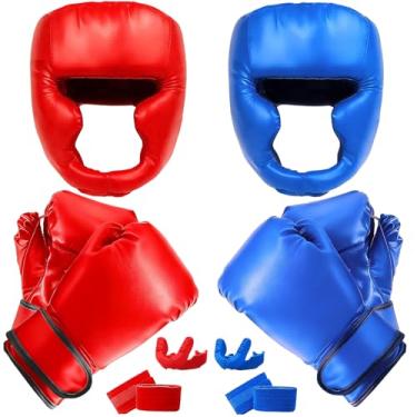 Imagem de JLXMAXLJ Conjunto de 14 peças de equipamento de boxe para iniciantes, incluindo 2 pares de luvas de boxe de 170 g, capacete, protetores de boca, presentes para adultos, jovens, iniciantes, equipamento