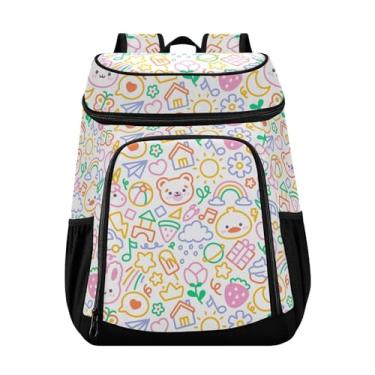 Imagem de Mochila térmica com desenho animado engraçado 36 latas para piquenique para almoço, piquenique, pesca, caminhadas, acampamento, praia, parque