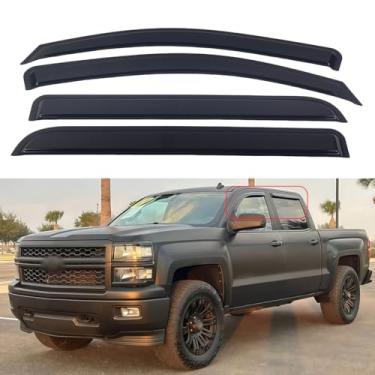 Imagem de AceRide Viseiras de janela compatíveis com Chevrolet Silverado 2014-2018 e GMC Sierra 1500, 2015-2019 Silverado e Sierra 2500 HD/3500 HD, cabine de tripulação, protetores de chuva protetores solares