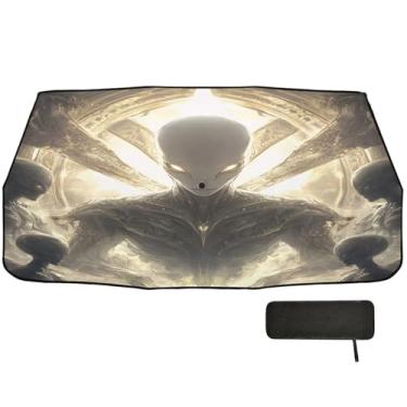 Imagem de Aliens Para-brisas Grande Proteção Térmica Proteção de Isolamento Térmico Toldo de Carro Guarda-Brisa Dobrável, Persianas de Janela de Carro Retrátil