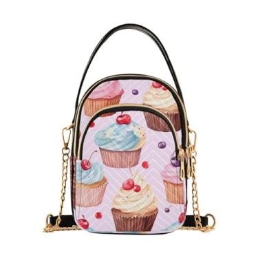 Imagem de GAIGEO Bolsa de ombro para itens alimentícios, bolsa de ombro pequena, bolsas de ombro femininas modernas, Cupcake em aquarela feito à mão - 7, One Size