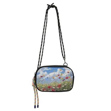 Imagem de TSENQUE Bolsas transversais pequenas femininas bolsa para celular carteira pochete bolsa de ombro bolsas de ombro primavera flores jardim