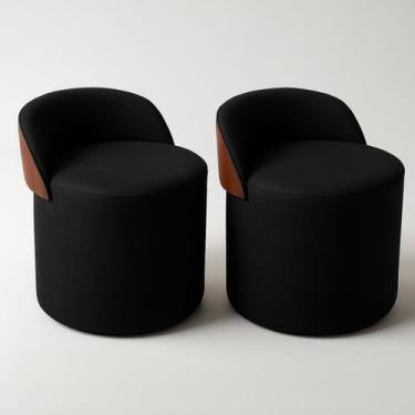 Imagem de Kit 2 Puff Redondo Curvo Orgânico Com Encosto Confortável Resistente C