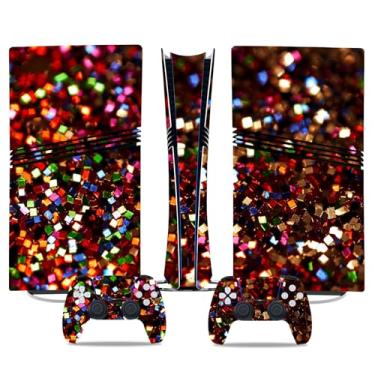 Imagem de Película de decalque para disco Ps5, capa adesiva de vinil de corpo inteiro para console e controle PlayStation 5 (edição de disco PS5, Blue Lightning) (glitter preto vermelho, PS5 Pro Digital)