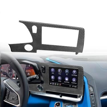 Imagem de FINMOKAL Capa de acabamento de moldura de tela de navegação de painel de carro de fibra de carbono real compatível com Corvette C8 2020-2024 (preto)