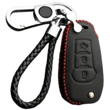 Imagem de Capa de couro para chave fob compatível com Ford Focus/3/4/ST/RS/Mondeo MK3 MK4/Fiesta/Fusion/Kuga 2013 2014 2015 2017-2019 Capa para chave remota de carro(StyleA)