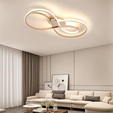 Imagem de Luminária de teto LED, 72W, moderna e regulável com controle remoto, 3000K-6000K, lustre de embutir, luminária em acrílico preto para sala de estar, quarto, sala de jantar e escritório (dour