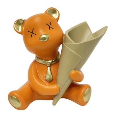 Imagem de Generic Vaso de Urso Pequeno, Vaso de Flores, Ornamento Moderno, Estátua de Animal, Estatueta de Urso para Sala de Estar, Presente de Mesa para Festas, Laranja