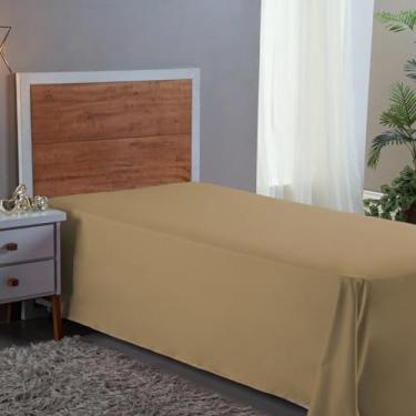 Imagem de Lençol Solteiro Sem Elástico 400 Fios Toque Aveludado Cama Box Infantil (AVELÃ)