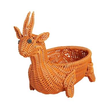 Imagem de Fenteer Cesta de vime leve em formato de animal, ideal para frutas e outros objetos na sala de estar ou mesa, Ovelha