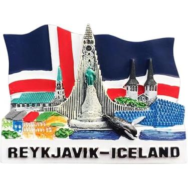 Imagem de 3D Reykjavik Islândia ímã de geladeira viagem lembrança coleção de presente decoração de cozinha casa adesivo magnético ímã de geladeira lembrança da terra do fogo e gelo
