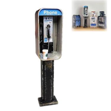 Imagem de Telefone público americano em miniatura, decoração em estilo vintage e