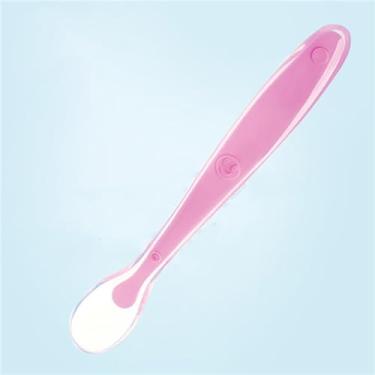 Imagem de Sanpyl Utensílio de Alimentação de Silicone Macio para Colher de bebê para Treinamento Alimentar, para Crianças Pequenas de 5 Polegadas (Rosa Vermelha)