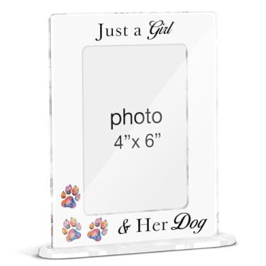 Imagem de FTRBXT Porta-retrato de acrílico Just a Girl and Her Dog Lovers Gifts for Girls, Just a Girl and Her Dog, 10 x 15 cm, presentes para cães e mães que amam