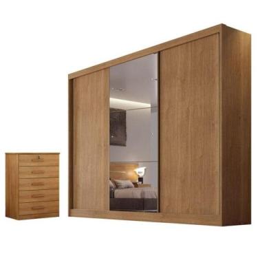 Imagem de Guarda Roupa Casal Sonetto Com Espelho E Gaveteiro Suiça Cumaru 23 - N
