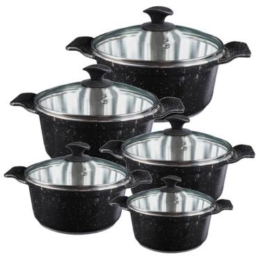 Imagem de Jogo Panelas Preto Liso Alumínio Usinado Javali Aa 16 A 24