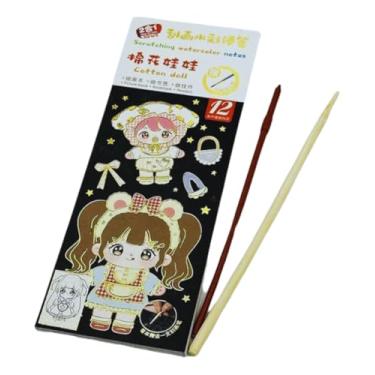 Imagem de Bloco de Papel Mágico Raspadinha com Aquarela, 12 Páginas, Rosa, com Pincel Incluso, Atividade Infantil de Arte e Pintura