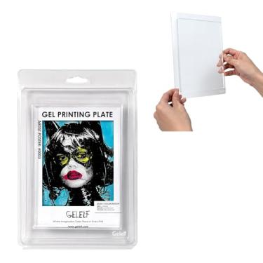 Imagem de Gelelf Kit de placa de impressão em gel - Placa de gel de 12,7 cm x 18 cm com bloco de estampagem de acrílico - A alça para facilitar o levantamento e até mesmo pressionar - conjunto de arte de