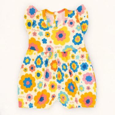 Imagem de Macacão Babado com Estampinhas para Bebê Menina até 12 meses Cor:florT