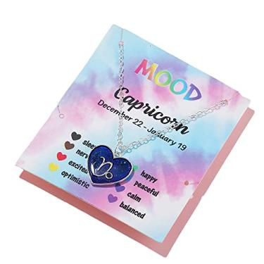 Imagem de Colar com pingente de 12 signos do zodíaco, amor e coração, mudança de cor, temperatura, sensor de emoção, humor para mulheres, astrologia, horóscopo, amizade, aniversário, joias, esmaltado, Esmalte