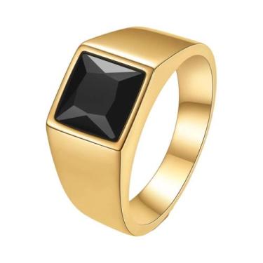 Imagem de Anel De Selo Grande Com Corte Quadrado De Quartzo Para Mulheres E Home