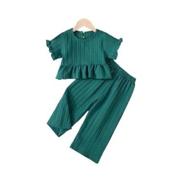 Imagem de Conjuntos De Roupas Casuais De Verão Para Meninas 2PCS Calças Largas C