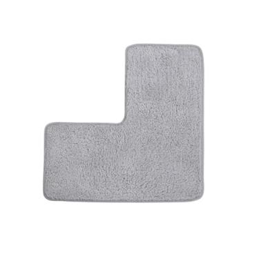Imagem de Tapete de banho em forma de L, tapete de banheiro, tapete de banho macio absorvente de água, tapete de chuveiro de canto, tapete lavável para chuveiro quadrado
