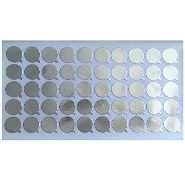 Imagem de 6 folhas (300 peças) adesivos de vedação de folha de alumínio de 19 mm redondos para cosméticos para pasta de dente, tubo macio, frasco de óleo Essentiol, recipiente de armazenamento de maquiagem