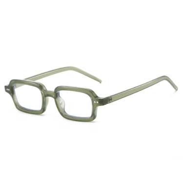 Imagem de Óculos de grau pequenos, retangulares, na cor gelatina, com lentes transparentes, para mulheres e homens, com rebites (verde transparente).