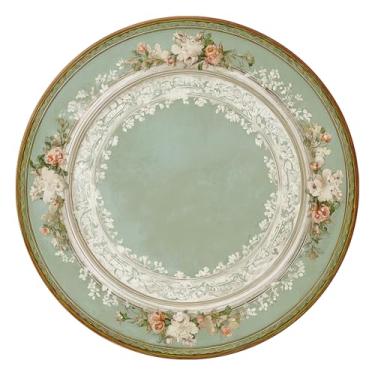 Imagem de Doteon Tapete redondo floral vintage antiderrapante para sala de estar, quarto, sala de jogos, 1,8 m de diâmetro