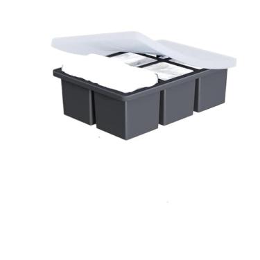 Imagem de Bandejas de silicone para cubos de gelo, bandeja com tampa, formas quadradas, grandes, recipientes para freezer, faça você mesmo (preto)