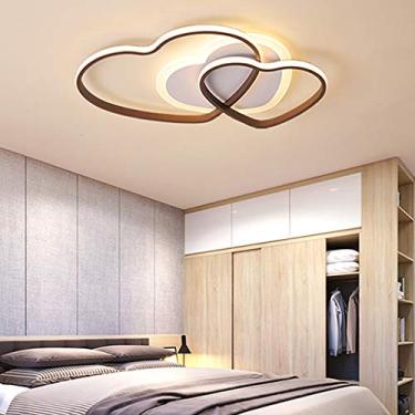 Imagem de Luminária de teto LED para bebê, luminária infantil com desenho animado, lustre moderno e criativo para quarto de menino ou menina, design em formato de coração, cúpula de acrílico, marrom.