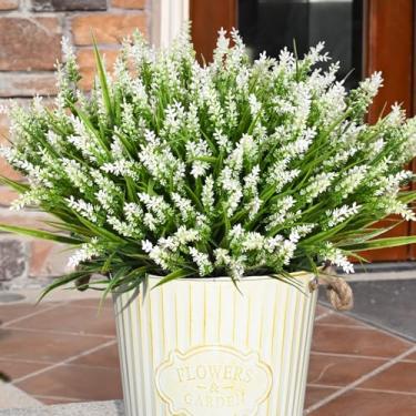 Imagem de Waipfaru 36 pacotes de plantas artificiais ao ar livre, flores falsas, resistentes a UV, plantas falsas para uso ao ar livre, arbustos de lavanda sintética para janela, jardim, pátio, vaso para