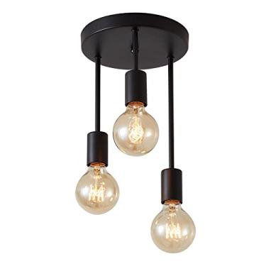 Imagem de Amgei Lustre retrô de 3 cabeças para sala de estar, 2 lâmpadas pendentes de cafeteria, 1 luminária suspensa Neoglint AC Retro 3 Cabeças Lustre Pendurado Lâmpada pendente E27 Base Suporte para sala de